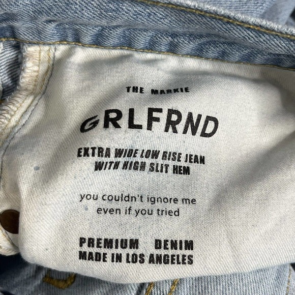 GRLFRND Blue Markie Extra Wide Low Rise Slit Hem Jeans - Picture 14 of 15